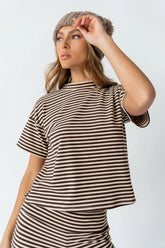 Jannet Striped Top in Brown