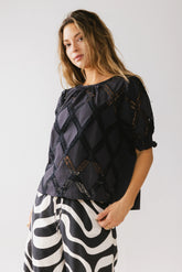 Noelle Loose Blouse in Navy
