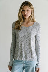 Mylo Floral Top in Heather Grey