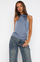 Tell Me It's Nothing Halter Top Slate Grey