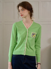 Adalynn  V-Neck Lace Patchwork Lapel Brooch Decoration Blazers With Front Patch