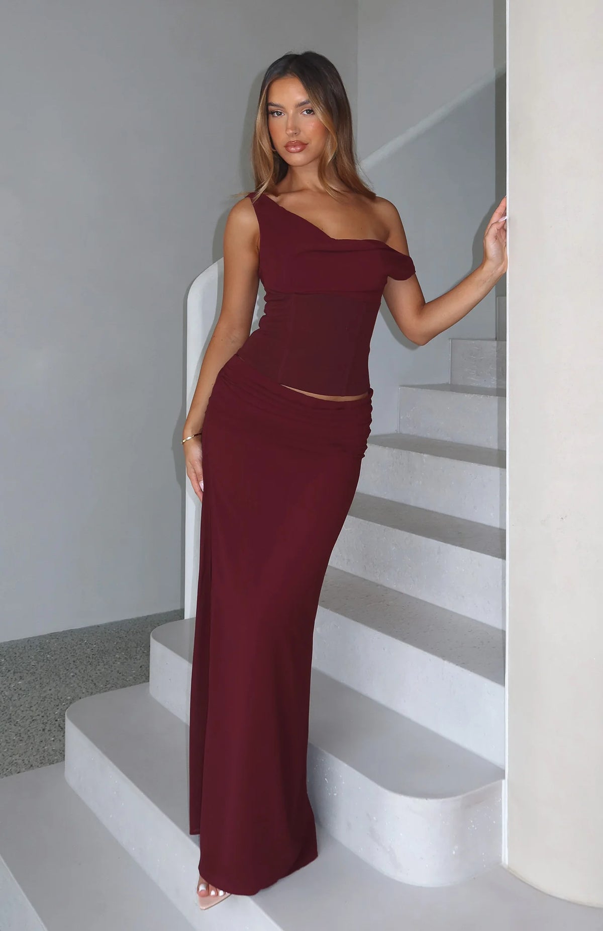 Unavailable Energy Maxi Dress Burgundy