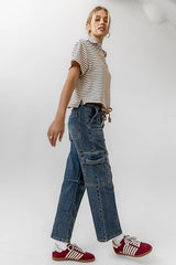 Lucca Striped Top in Burgundy