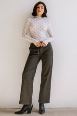Winnie Floral Crinkle Top in Ivory