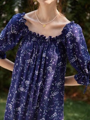 Belle Square Collar Midi Pleated Dress