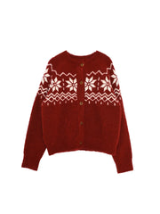 Cleo Round Neck Jacquard Cardigan