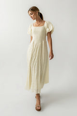 Beckie Smocked Maxi Dress in Off White