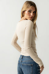 Anya Ribbed Top in Bone