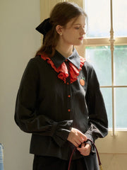 Emryn Contrast Panels Pumpkin Halloween Shirt