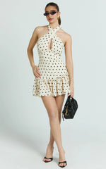 White Mini Keyhole Halter Dress