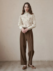 Candance Apricot Stand Collar Blouse