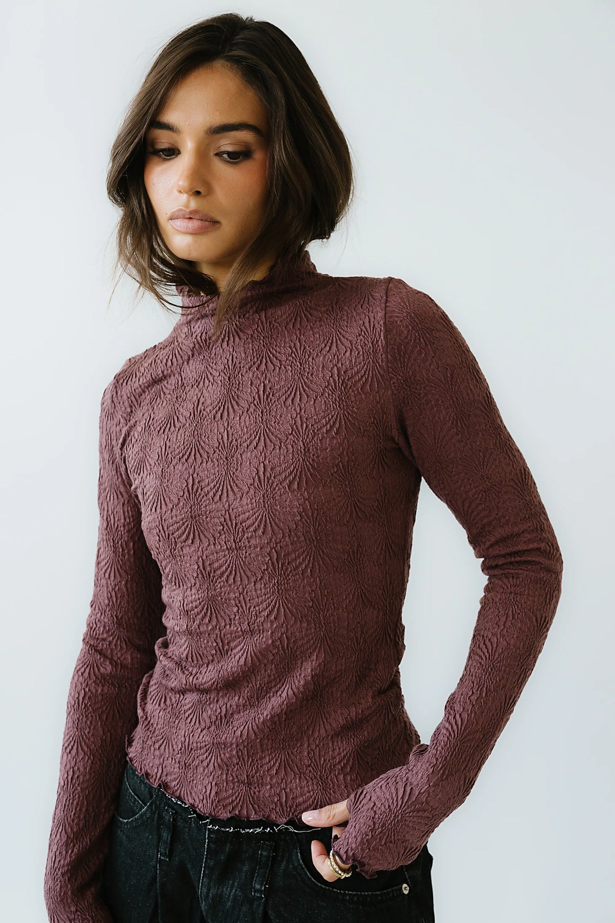 Benny Textured Top in Berry