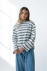 Kiana Striped Top in Grey
