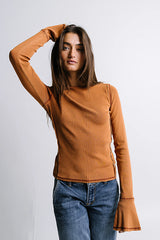 Toby Ribbed Top in Rust