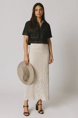 Farris Denim Collared Top in Dark Wash