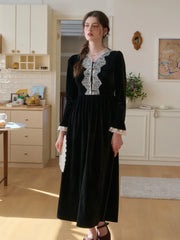 Ariah V-Neck Lace Velvet Dress