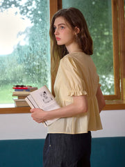 Margaret V-Neck Waist 100% Cotton Blouse