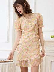 Aileen French V-neck Chiffon Dress