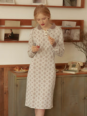 Emily Patterned Brown Polo Knitted Dress