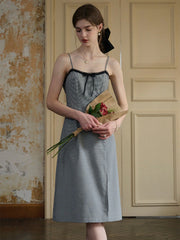 Valeria Sweet Bow Houndstooth Slip Dress