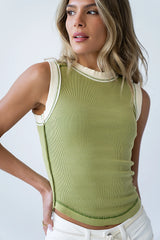 Lilah Reverse Seam Tank in Green
