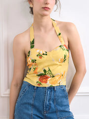 Faye Vintage Print Halter Top