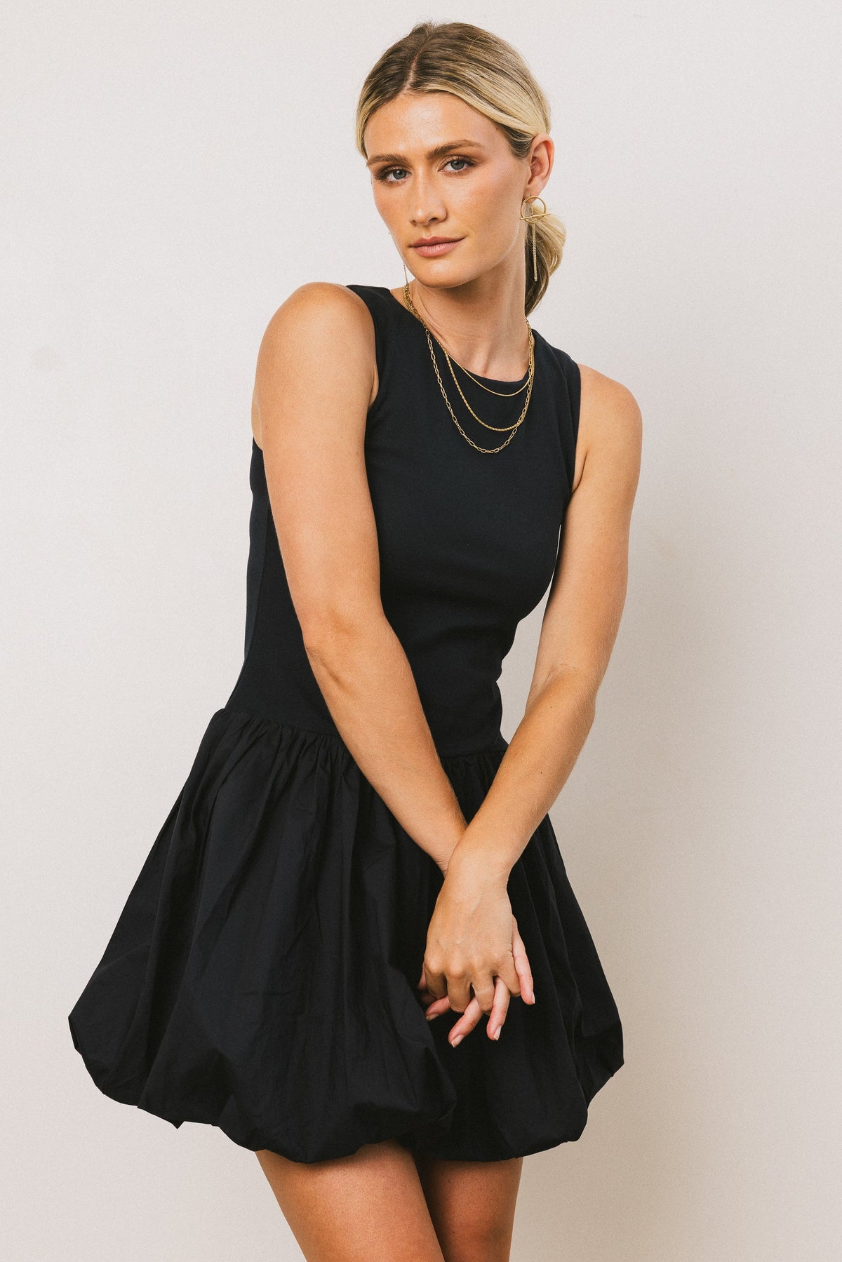 Nila Bubble Mini Dress in Navy