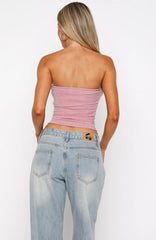 Passing By You Strapless Top Pink