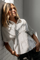 Alec Striped Blouse in White