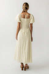 Beckie Smocked Maxi Dress in Off White