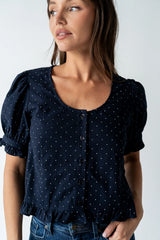 Jessie Polka Dot Blouse in Navy