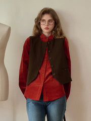 Ailani Stand Collar 100% Cotton Corduroy Shirt