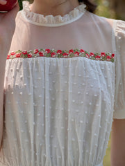 Sabrina Ruffle Neck 100% Cotton Dress