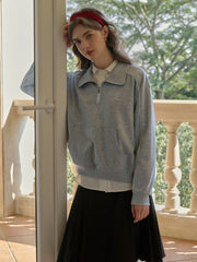 Kamila Exclusive Logo Embroidered Lapel Sweatshirt