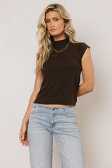 Sunny Mock Neck Top in Brown