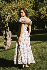 Robbie Floral Midi Dress in Beige