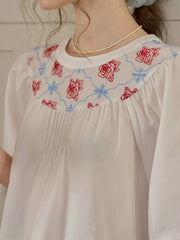 Kenia Lace-up Striped Floral Off The Shoulder Top