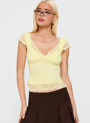 Yellow Lace Detail Top