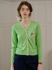 Adalynn  V-Neck Lace Patchwork Lapel Brooch Decoration Blazers With Front Patch