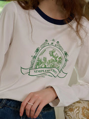 Haley Loose Round Neck Color Block Printed Casual T-Shirt