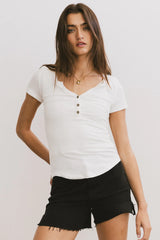 Serena Henley Top in White