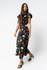 Jenna Floral Maxi Dress in Black