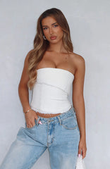 On The Outside Strapless Bustier Off White