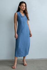 Noah Midi Dress in Blue