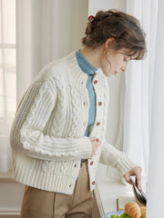 Raina Cable White Irish Knit Cardigan