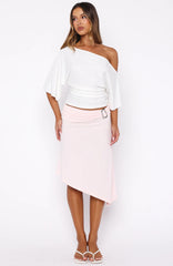 Sending My Love Asymmetric Midi Skirt Pink