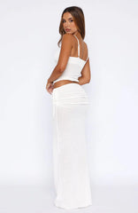 Stand And Stare Knit Maxi Skirt White