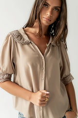 Zayne Button Up in Taupe