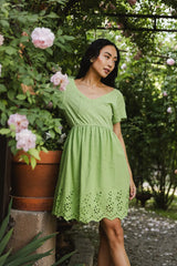 Aria Eyelet Lace Mini in Green