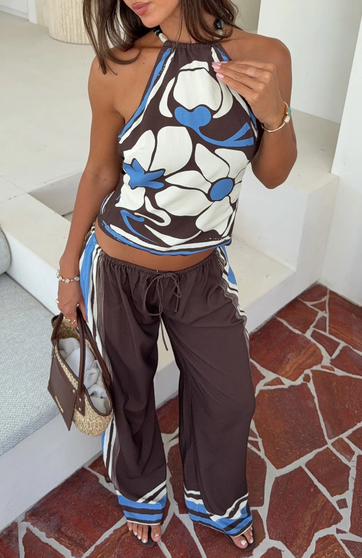 Tropic Muse Halter Top Cocoa Symphony